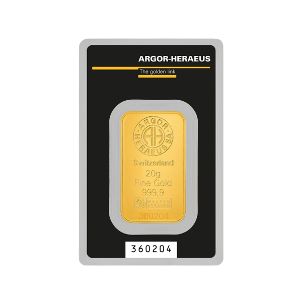 20g Minted Gold Bar | Argor-Heraeus